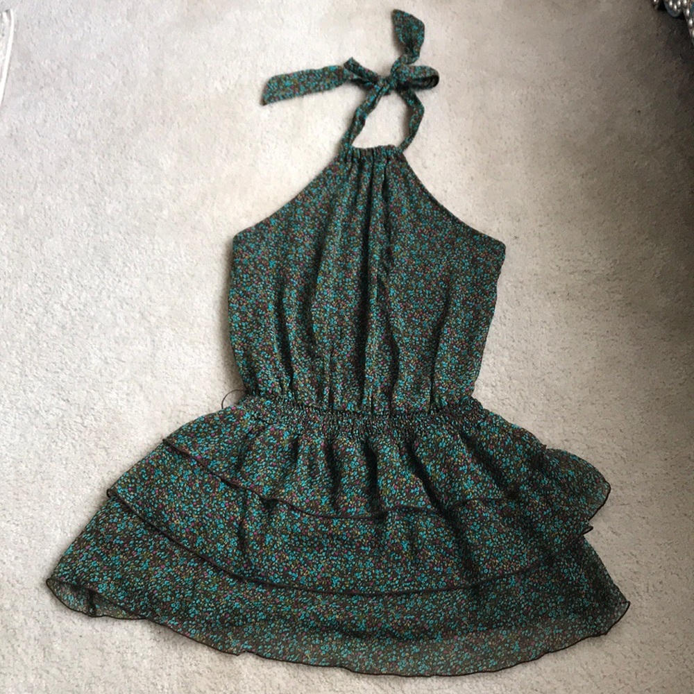 Floral Halter Dress with Ruffles